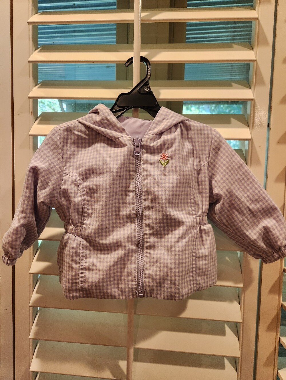 OshKosh B'gosh Lavender Gingham Hooded Spring Jacket, Size 3T